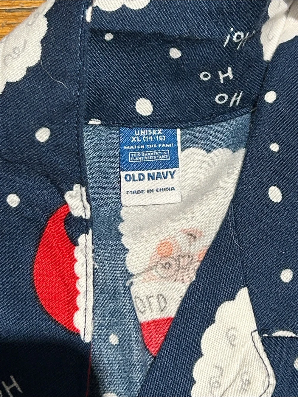 Old Navy Navy and Red Santa Face Kids Pajama Set XL 14-16
